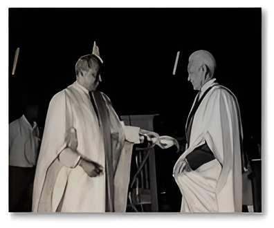 Dr. Hussein Ahmed Hussein, KDSM, FRCS receiving the Honorary Doctorate ofScience in 1971